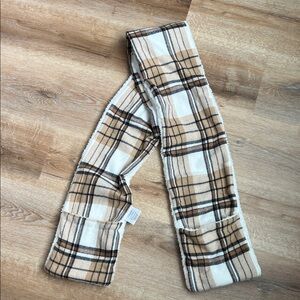 Mirabeau Cozy Plaid Scarf in Tan and White One Size Fits Most